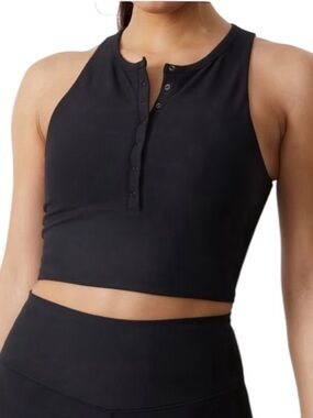 Abercrombie & Fitch YPB Curve Love Snap Front Cropped Henley Tank